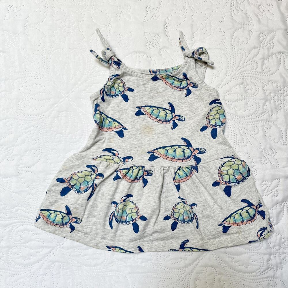 Tea Collection Turtles Tie Shoulder Dress Size 12m - Picture 2 of 7